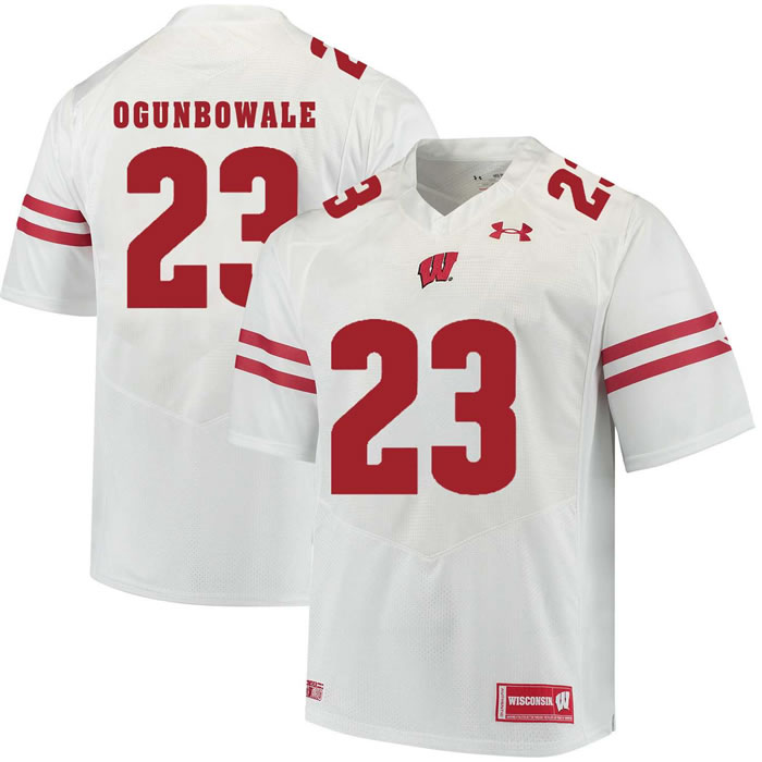 Wisconsin Badgers #23 Dare Ogunbowale White College Football Jersey DingZhi